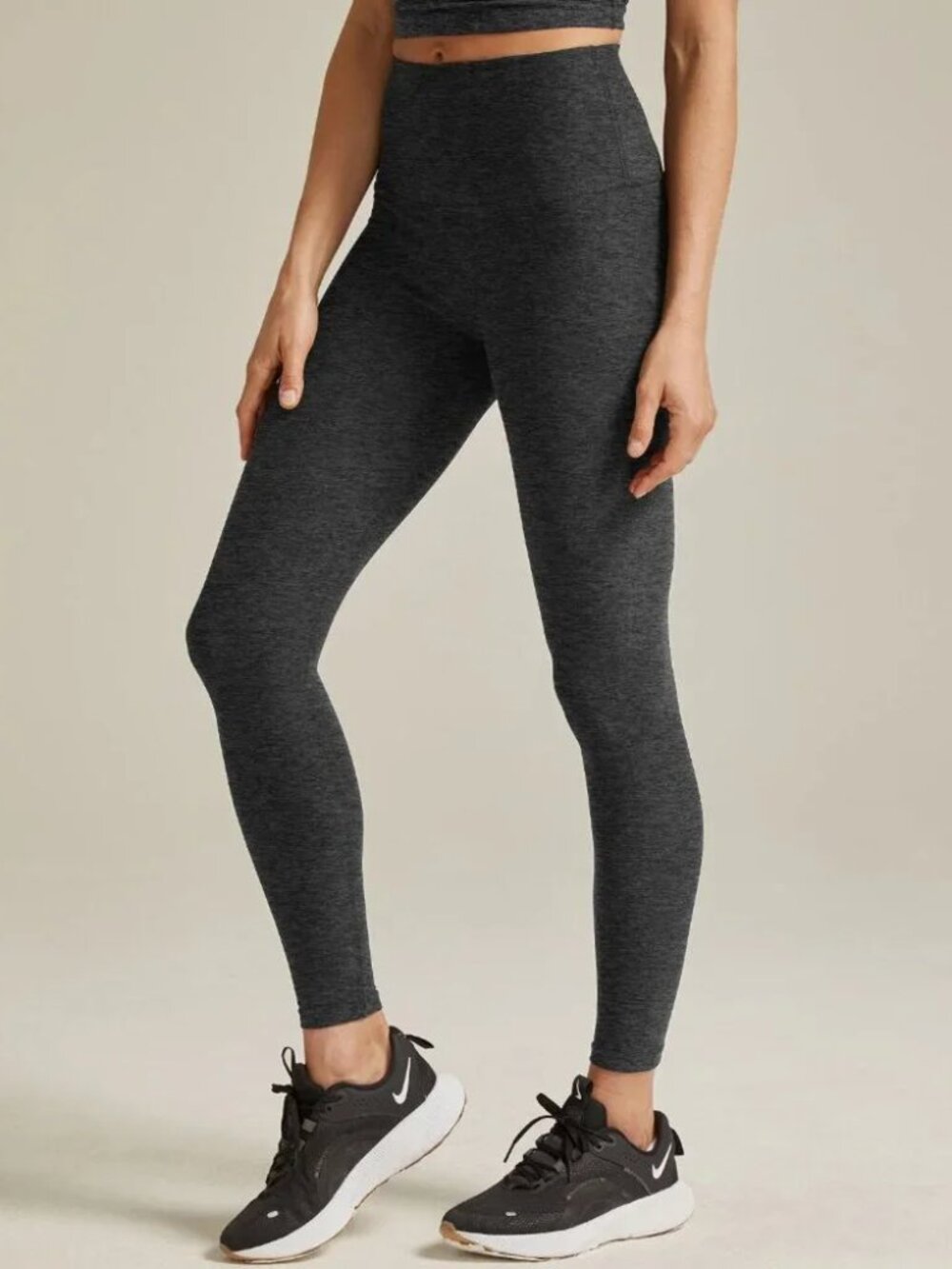 Beyond Yoga High Waisted Caught In The Midi 7/8 Yoga Leggings - Charcoal Heather